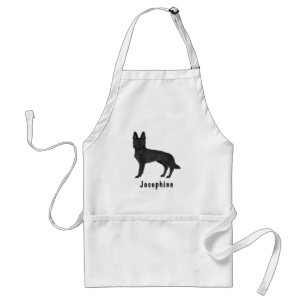 Black German Shepherd Cartoon Dog With Custom Name Adult Apron