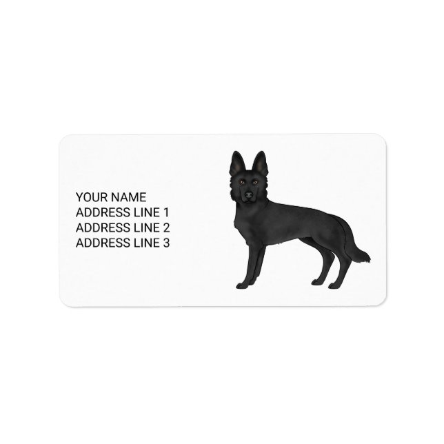 Black German Shepherd Cartoon Dog With Custom Text Label (Front)