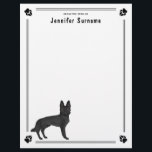 Black German Shepherd Cartoon Dog With Custom Text Letterhead<br><div class="desc">Destei's original cartoon illustration of an adorable black color German Shepherd breed dog.</div>