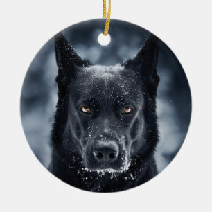 Black German Shepherd Ceramic Ornament