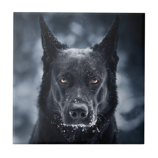 Black German Shepherd Ceramic Tile (Front)