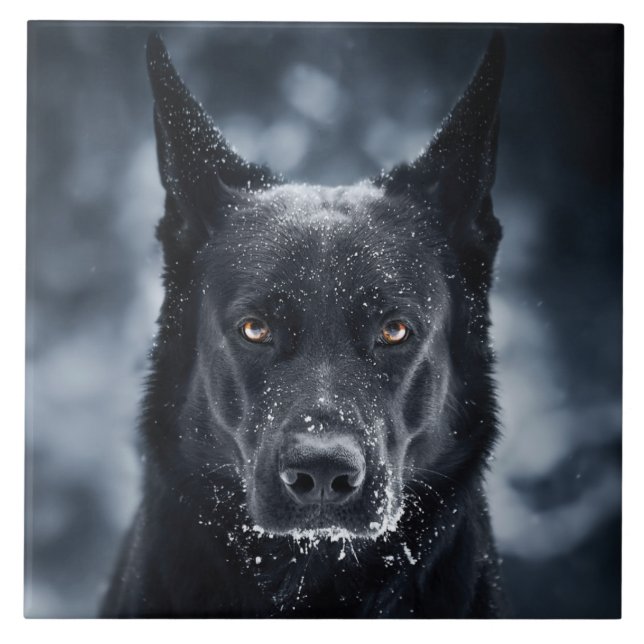 Black German Shepherd Ceramic Tile (Front)