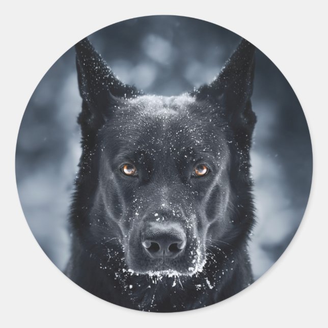 Black German Shepherd Classic Round Sticker (Front)