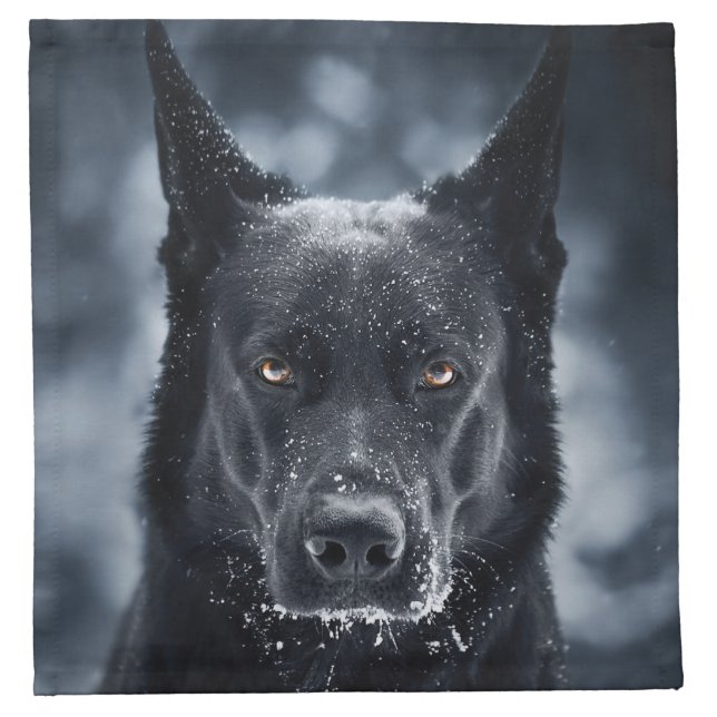Black German Shepherd Cloth Napkin (Front)
