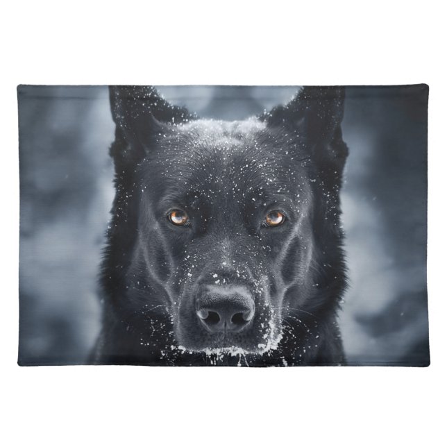 Black German Shepherd Cloth Placemat (Front)