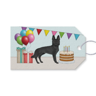 Black German Shepherd Colorful Happy Birthday Gift Tags