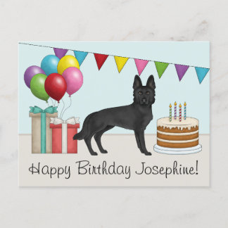 Black German Shepherd Colorful Happy Birthday Postcard