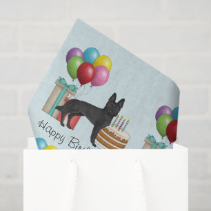 Black German Shepherd Colorful Happy Birthday Tissue Paper