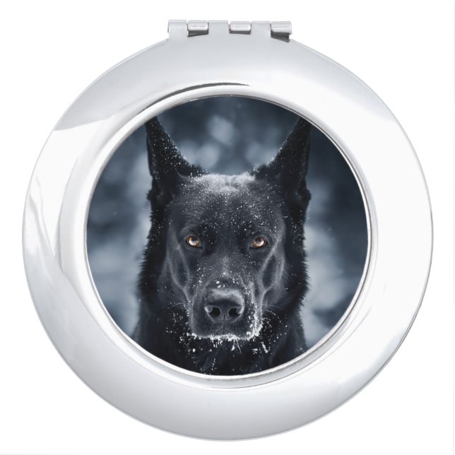 Black German Shepherd Compact Mirror (Front)