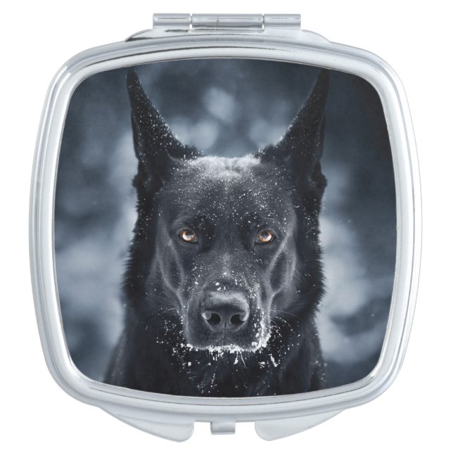 Black German Shepherd Compact Mirror (Front)