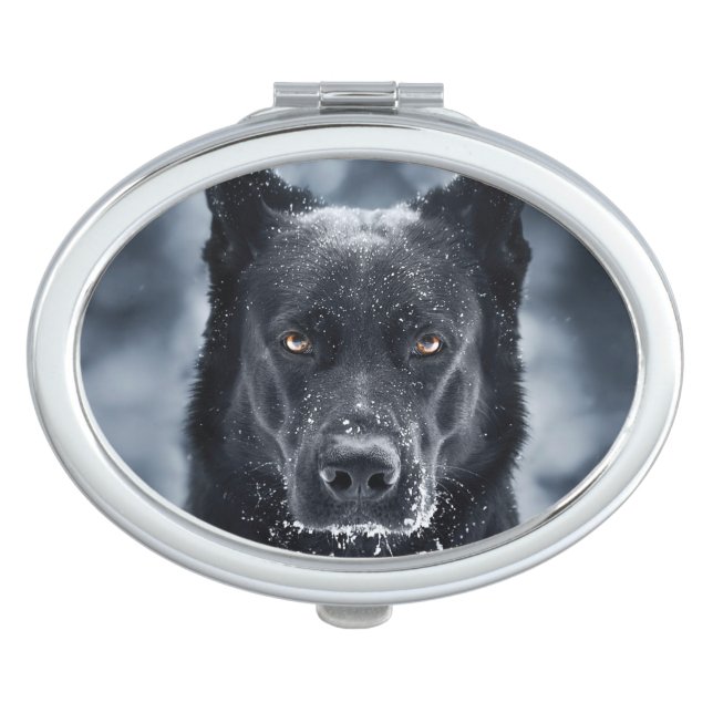Black German Shepherd Compact Mirror (Front)