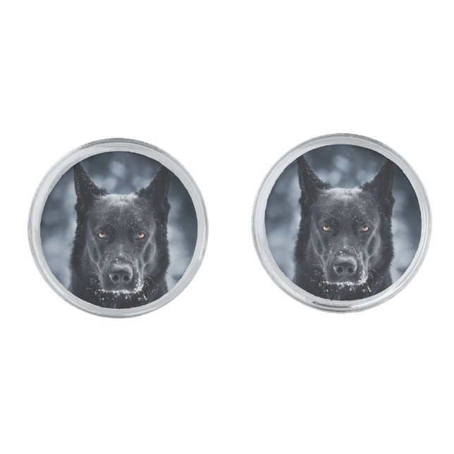 Black German Shepherd Cufflinks (Front)