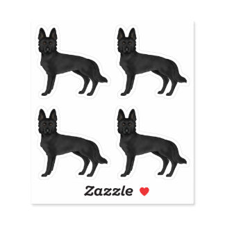 Black German Shepherd Cute Cartoon Design Dogs Sticker