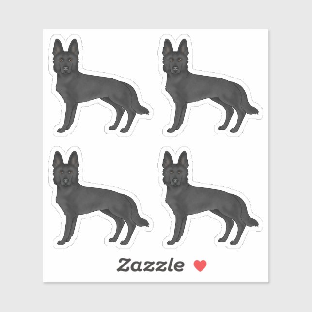 Black German Shepherd Cute Cartoon Design Dogs Sticker (Sheet)