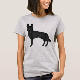 Black German Shepherd Cute Cartoon Dog Drawing T-Shirt