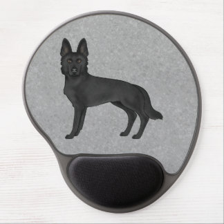 Black German Shepherd Cute Cartoon Dog Gray Gel Mouse Pad