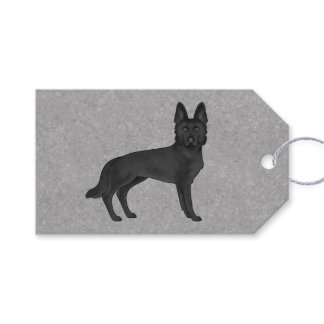 Black German Shepherd Cute Cartoon Dog Gray Gift Tags