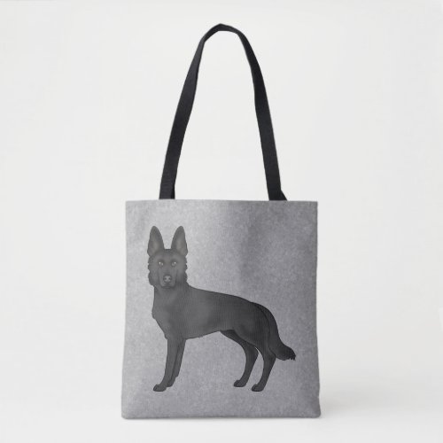 Black German Shepherd Cute Cartoon Dog Gray Tote Bag