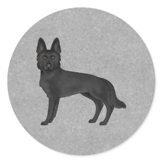 Black German Shepherd Cute Cartoon Dog Standing Up Classic Round Sticker