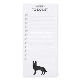 Black German Shepherd Cute Cartoon Dog To-Do List Magnetic Notepad