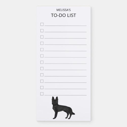 Black German Shepherd Cute Cartoon Dog To_Do List Magnetic Notepad