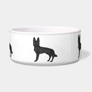 Black German Shepherd Cute Cartoon Dogs Bowl