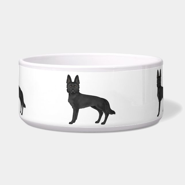 Black German Shepherd Cute Cartoon Dogs Bowl (Front)