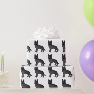 Black German Shepherd Cute Cartoon Dogs Wrapping Paper