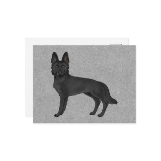 Black German Shepherd Cute Cartoon GSD Dog Gray Postcard