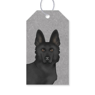Black German Shepherd Cute Dog Head Close-up Gray Gift Tags