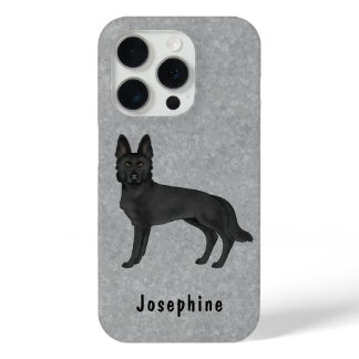 Black German Shepherd Cute Dog With Custom Name iPhone 15 Pro Case