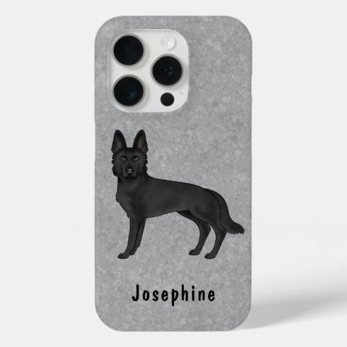 Black German Shepherd Cute Dog With Custom Name iPhone 15 Pro Case