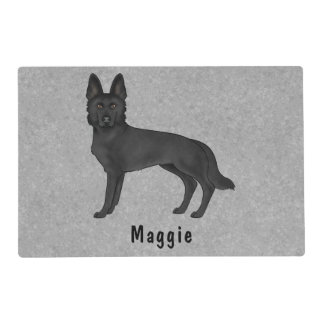 Black German Shepherd Cute Dog With Custom Name Placemat