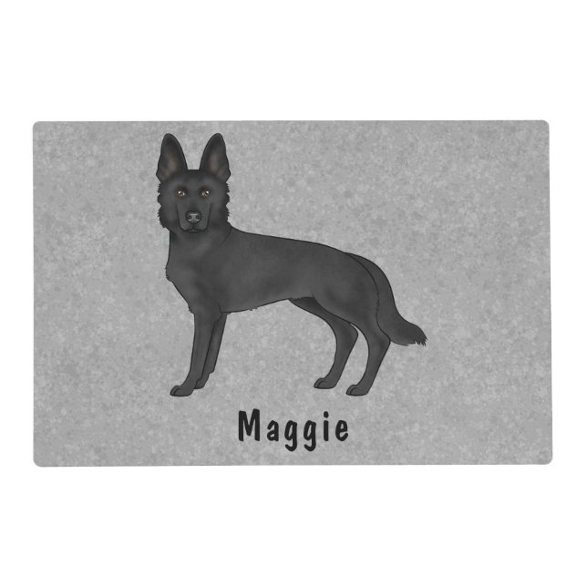 Black German Shepherd Cute Dog With Custom Name Placemat (Front)