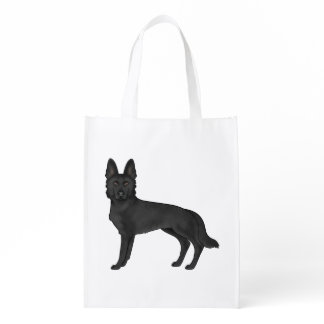 Black German Shepherd Cute GSD Cartoon Dog Grocery Bag