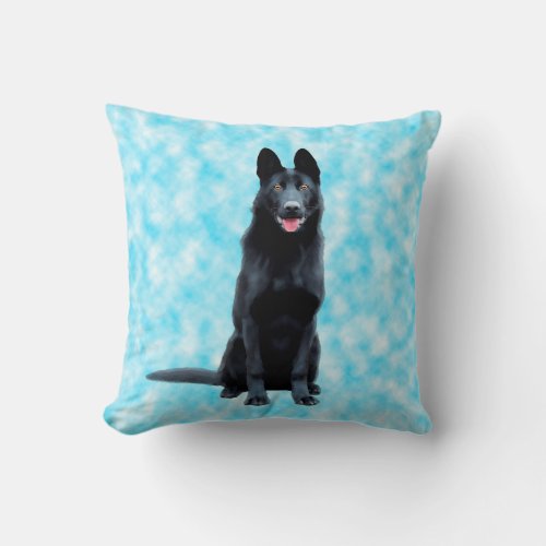 Black German Shepherd Dog Art Portrait Throw Pillow