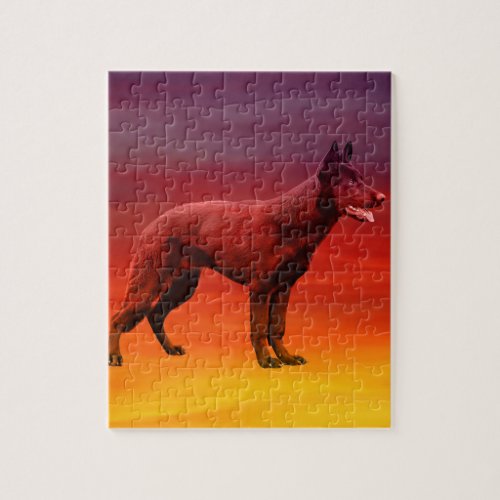 Black German Shepherd Dog Beach Portrait Jigsaw Puzzle