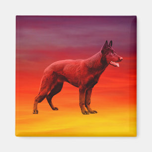 Black German Shepherd Dog Beach Portrait Magnet
