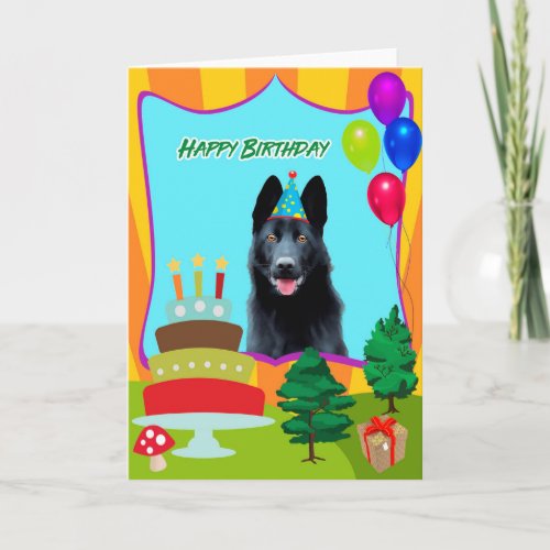 Black German Shepherd Dog Birthday Card