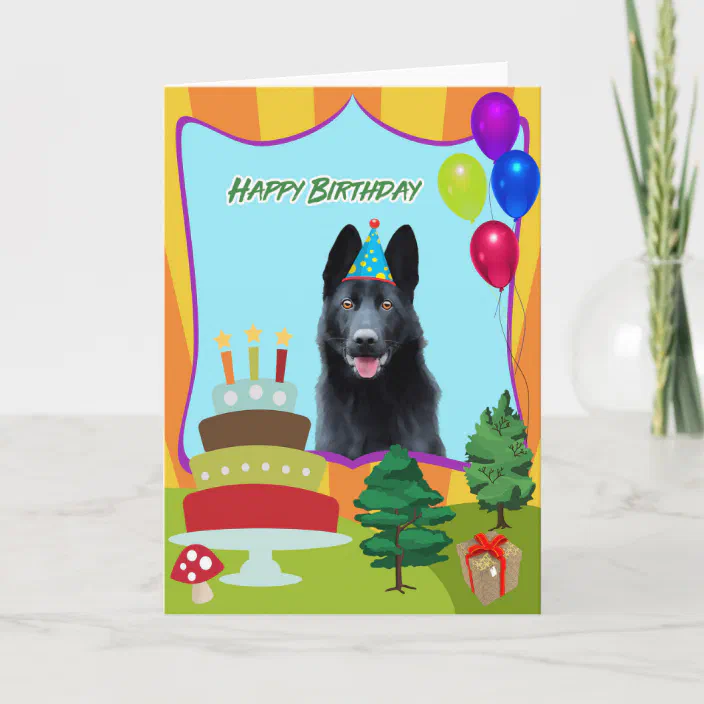 Happy Birthday Black German Shepherd Black German Shepherd Dog Birthday Greeting Card | Zazzle.com