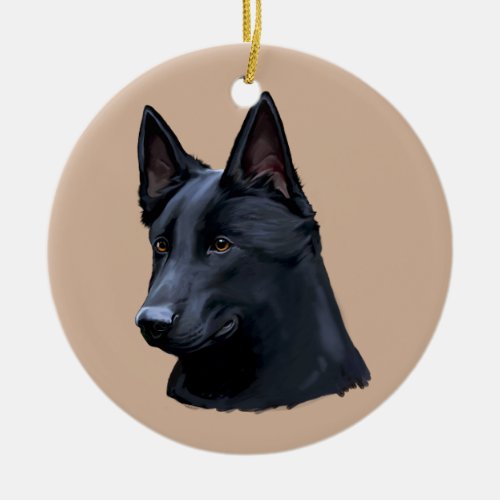 Black German Shepherd Dog Ceramic Ornament