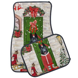 Black German Shepherd Dog Christmas Car Floor Mat