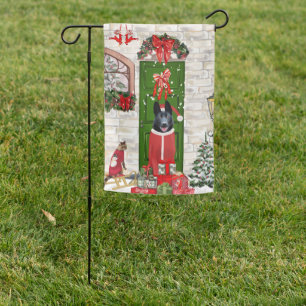 Black German Shepherd Dog Christmas Garden Flag