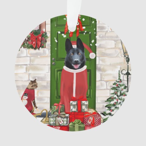 Black German Shepherd Dog Christmas  Ornament