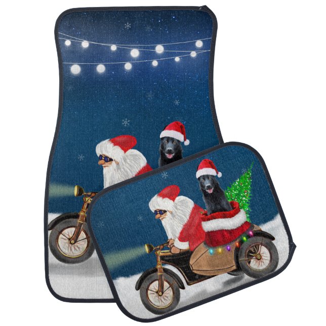 Black German Shepherd Dog Christmas Santa Claus  Car Floor Mat (Set)