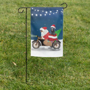 Black German Shepherd Dog Christmas Santa Claus Garden Flag