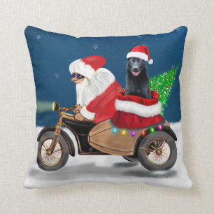 Black German Shepherd Dog Christmas Santa Claus Throw Pillow