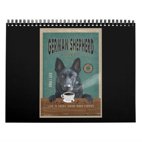 Black German Shepherd Dog Coffee Lover Calendar