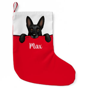 Black German Shepherd Dog Cute Personalized Small Christmas Stocking