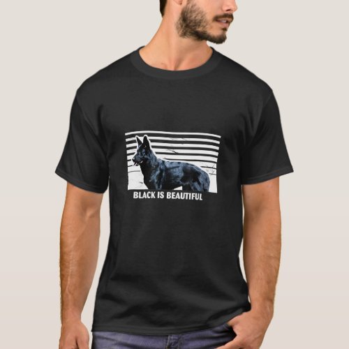 Black German Shepherd Dog Dog Beautiful Retro T_Shirt